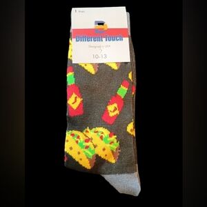 Men's Different Touch Black Taco Novelty Socks Size 10-13 Great Gift Brand New
